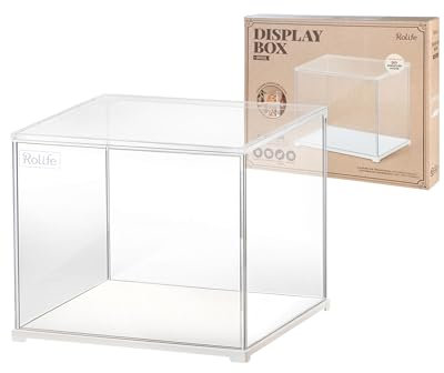Rolife Dust Cover for Miniature House Building Sets Dsplay Case, Stackable Acrylic Display Box for Collectibles Storage Box with Door Dustproof Prevention (10.6x8.6x8.5inch)