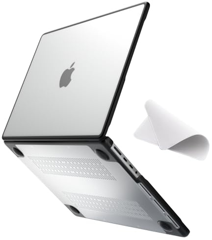 eleger bruchsicher Hülle kompatibel mit MacBook Pro 14 Zoll M5 M4 M3 M2 M1 Pro/Max A3428 A3429 A3434 A3112 - A2779 A2442, Ausgabe 2026 2025-2021, schwarzer TPU Stoßstange & Harte PC Case, Matt klar