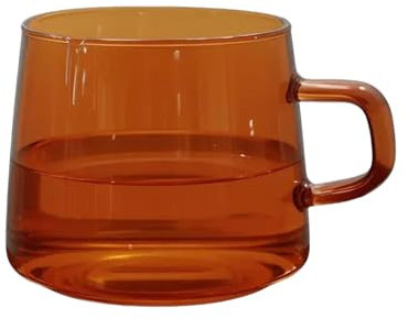 Dsacxixai Tasse a Cafe, 350ml de Borosilicate Verre Transparente Mug Cafe avec Handle pour Cafés Bars Restaurants et Maisons (Amber)