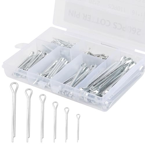 TNSLAND 260 Pièces Goupille de Verrouillage Goupille Fendue Goupille Agricole Goupilles Fendues Goupille Remorque Goupille Inox M1 M2 M2.5 M3 M4 M5 Pour Les Voitures, Les Caravanes, Les Outils, Etc.