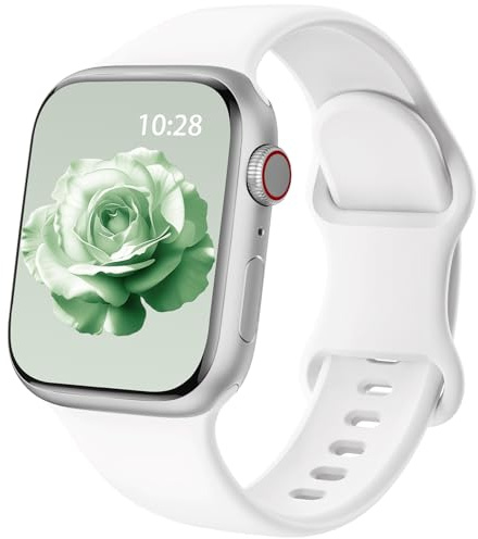 Patented Bracelets Améliorés Compatible avec Bracelet Apple Watch 44mm 45mm 46mm 49mm 42mm(Serie 3/2/1)pour Femmes et Hommes,Bracelets Silicone pour iWatch Serie 10 9 8 7 6 5 4 3 2 1 SE Ultra/Ultra 2