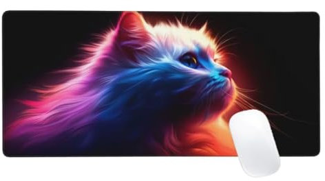 Noir Tapis de Souris XXL 600x300mm, Tapis de Souris Chat, Tapis Souris pour Clavier et Bureau, Étendu Tapis de Souris Gamer, Lavable Surface, Base Antidérapante, Améliorer Précision et Vitesse Z2-652