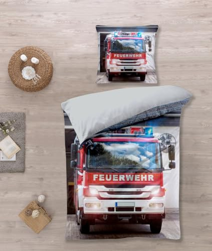 Bettwäsche Feuerwehr Auto 80 x 80 und 135 x 200 cm