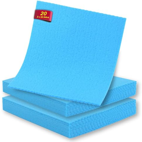 Hypafol Schwammtücher, 2X10 Stück, blau I Spüllappen waschbar zur streifenfreien Reinigung I Als Putzlappen & Spültücher für Küche, Gastronomie & Hotellerie I Vielseitige & langlebige Wischlappen