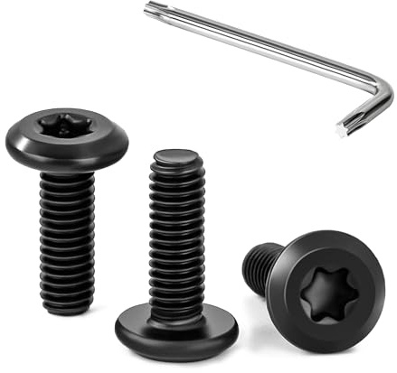 Tunejoy 30 Piezas Tornillos de Cabeza Plana Torx M4 x 12 mm Negro Tornillo de Cabeza Hexagonal de Acero Inoxidable A2 V2A Perno de Muebles con T20 llave Rosca Completa