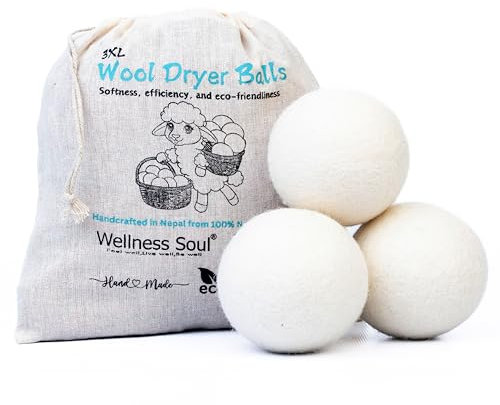 Juego de 3 bolas de lana para secador, suavizante natural, reutilizable, reduce las arrugas y el tiempo de secado, antiestáticas, bolas de lana de fieltro grandes, mejor alternativa a las bolas de