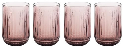 Lesser & Pavey Elements Pink Tumbler Glass Set of 4 for Home, Kitchen, Restaurant & Parties | Lovely Tumbler Glass Set of 4 for Drinks | Gorgeous Gift for Women, Men, Wedding & Christmas
