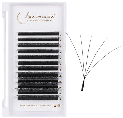 Lunamoon 5D Eyelash Extension, Premade Fans W Lash, Pre-Fanned Ready-to-Use Fan Eyelash Extension, Russian Volume Eyelash Cluster, Artificial Lash (5D/0.07D 14 mm)