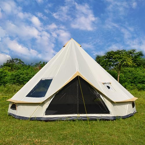 Glockenzelt für 8–12 Personen, wasserdicht, luxuriös, 4 Jahreszeiten, Jurte mit Herd, 4 m/5 m, Familien-Glamping-Zelt für Outdoor-Camping, Jagd und Partys