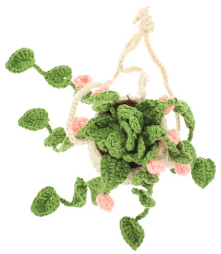 ULTECHNOVO Car Mirror Hanging Decor Crochet Plant Pendant Bohemian Style Diy Yarn Ornament