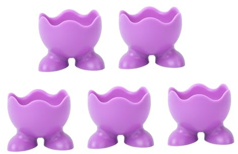 UKCOCO Lot De 5 Coquetiers en Silicone Pied, Coloris Aléatoire, Résistant à La Chaleur, pour Œufs Durs, La Cuisine Et Salle De Bain