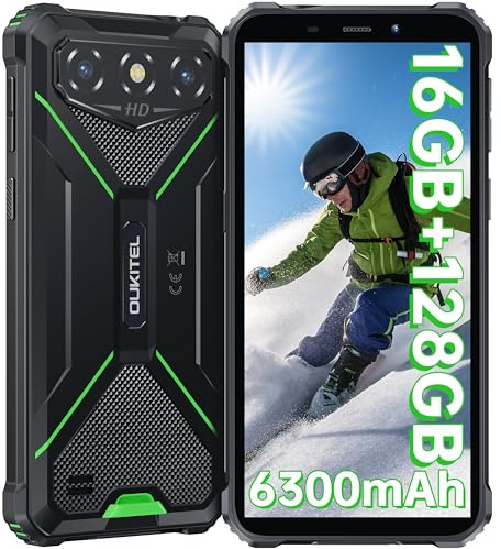 OUKITEL G3 Telephone Portable Incassable - 16GB+128GB(1TB) Batterie 6300mAh Smartphone Incassable Écran 6 HD+ IPS Corning Glass 5 Android 14, 13MP+5MP IP68/69K Dual 4G SIM/Jack 3,5mm/OTG/GPS/Face ID