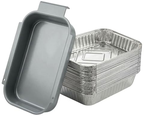 BMMXBI Bandeja de goteo para parrilla con paquete de 20 forros desechables de aluminio para bandeja de grasa de repuesto para accesorios de parrilla Monument, revestimiento de bandeja de grasa