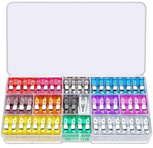 JUGUTA Jorest 120Pcs Fusibles Coche Kit - Automóvil Fusible Para Coche/Caravanas/Furgoneta/Moto(2A 3A 5A 7.5A 10A 15A 20A 25A 30A 35A 40A) -12V Mediano Pequeños Fusible Coche + Fusibles Clip
