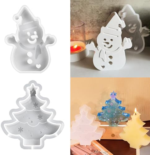 VGECEE 2 Pezzi Stampi Silicone Natale, Stampo per candele per albero di Natale 3D Stampo per Candele Natalizie Stampi in Silicone per Resina stampi fai da te per Realizzare Decorazioni Orname, Sapone