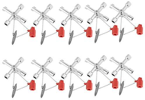 Oumefar Conjunto de Llave de Llave Cruzada Universal de 10pcs, Herramienta de Emergencia de Aleación de Zinc Multifunción con Destornillador Cruzado Plano para el Gabinete de Control