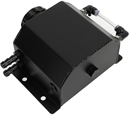 Gonetre Universal expansionstank för motorkylvätska 1 L aluminiumlegering överflöde reservoar flaska tank hög temperaturbeständig hållbar kylvätska för de flesta fordon (svart)