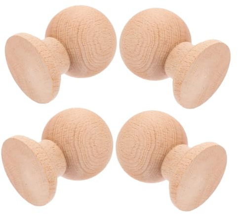 TEHAUX 4 pezzi Terminali in Legno Massello Non Finiti per Mobili e Bastoni Tende Finestre Decorative Artigianali in Legno Duro per Complementi d Interni Colore Cachi