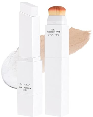 Color Changing Foundation Stick mit Pinsel, Farbwechselndes Make Up Concealer Full Coverage, Feuchtigkeitsspendend & Leichte Abdeckcreme, Wasserfest & Langlebig Cremestift für Einen Makellosen Teint