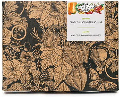 Poudre de chili coloré - kit cadeau de graines avec 4 variétés de piment fort aromatiques et colorées, idéales pour le séchage et le broyage