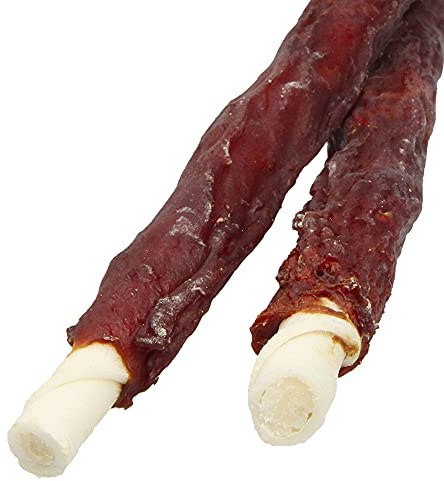 Schecker Os à mâcher Antos pour chien – Bâtons à mâcher XL avec canard – En peau de buffle avec beaucoup de viande de filet
