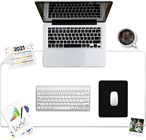 Awnour Clear Desk Pad Blotter on Top of Desks - 34 x 17 inches - Non Slip Desk Writing Mat for Office and Home - Round Edges - Textured/Forested - Mouse Pad Included. (34 x 17)