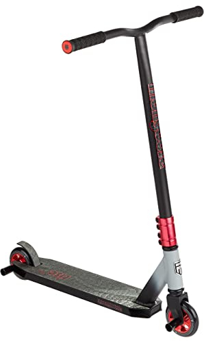 Mongoose Rise 100 Pro Youth and Adult Freestyle Stunt Scooter, High Impact PU 100mm Wheels, Bike-Style Grips, Lightweight Alloy Deck, Red