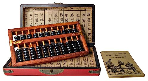 Larcele Traitement de Vieillissement Vintage Perle en Bois Arithmétique Laque Abacus Fournitures Scolaires pour les étudiant,11 Colonnes SP-03