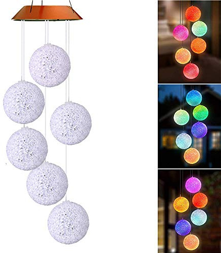 Lixada Solarbetriebene Außenwind Glocke Lichtspirale Spinner Licht Mobile Windspiel Glocke Kreative Solar LED-Licht Außen Hängende Dekoration Lampe