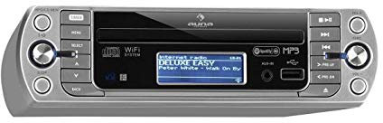 AUNA KR-500 CD - Radio de Cuisine WiFi, Lecteur CD, Port USB, Spotify Connect, Télécommande, Appli UNDOK, Radio Internet, Fonction multiroom, Ecran LCD, Fonction Cuisson - Argent