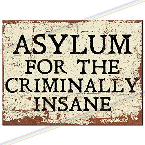 SIGNS 2 ALL Metal Sign - Asylum Criminally Insane Logo - Peaky Blinders - Fathers Day Man Cave Tin Metal Sign - Hanging Wall Plaque - Kitchen Shed Garage - Small (15cm x 10cm)