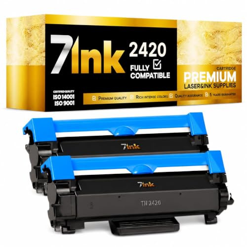 7ink Toner kompatibel för Brother TN-2420 MFC-L2710DW – 2-pack | 2x 3 000 sidor, med chip. Passar även DCP-L2530DW TN-2410 HL-L2310D MFC-L2710DN HL-L2370DN MFC-L2730DW.