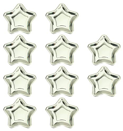 EXCEART 10Pcs Christmas Paper Plates Star Foil Paper Party Dishes Pentagram Disposable Paper Trays for Appetizers Dessert Birthday Party Supplies (Golden)