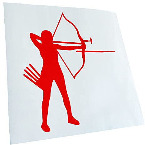 Kiwistar - Autoaufkleber - Bogenschießen Bogensport - rot - 30x26cm - Heckscheibe Auto Aufkleber wetterfest für Kfz LKW Mofa Truck - Sticker außen selbstklebend Tuning Zubehör für Fenster Fahrzeug