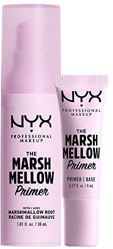 NYX Professional Makeup Set de prebase de maquillaje The Marshmellow Primer, Prebase que alisa y unifica, Raíz de malvavisco, Fórmula vegana, Set doble con 1 unidad normal y 1 mini, 30 ml y 8 ml