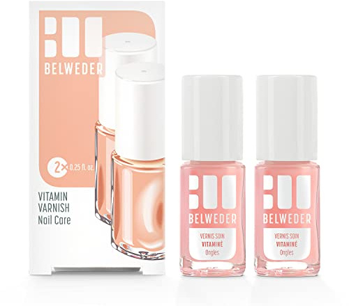 BELWEDER - Nagelpflege Nagellack mit Vitamin E 2 x 7,5ml - Nagelpflege für Geschwächte und Trockene Nägel - Halbtransparent Nagellack für Brüchige Nägel Angereichert mit Panthenol und Calcium