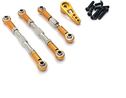 YZSM Rc Car Accessories Metal Steering Rocker Rod Linkage With Serve Arm For Wltoys 1/12 12402 RC Car Upgrade Parts Universal (Color : Gold)