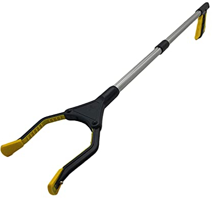 Straame - Foldable Litter Picker Long Arm Rubbish Pick Up Tool with Magnetic Tip, Ergonomic Handle with Rotating Head - Grabber Stick Trash Picker - Anti-Slip Grip - Foldable Reaching Tool (1, Yellow)