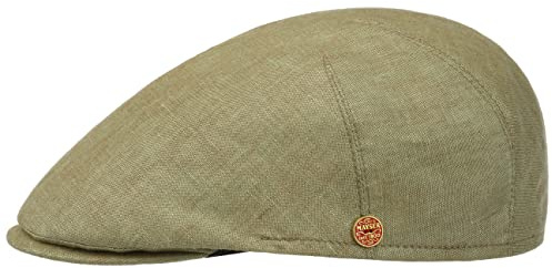 Mayser Sidney Leinen Flatcap Schirmmütze Schiebermütze Leinencap Herren - Made in The EU mit Schirm, Futter Sommer Frühling-Sommer - 56 cm grün