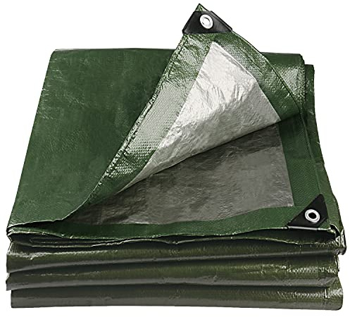 2 x 2m Tarpaulin Waterproof Heavy Duty for Outdoor 105GSM UV/Tear Resistant | Thick PE Tarp Sheet Cover with Reinforced Grommets for Garden Furniture, Vehicles Protection & Camping Ground - Green