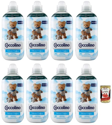 8x Coccolino Delicato e Soffice,Weichheit bei jeder Wäsche,Konzentrierter Weichspüler,42 Wäschen, 980ml + Kostenlose Italian Gourmet Polpa di Pomodoro 400g Dose