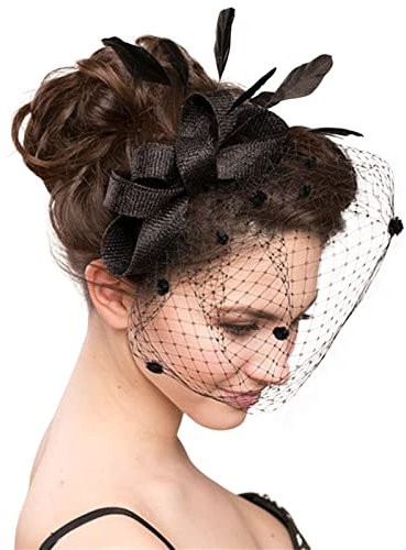 Kielsjajd Stirnband Kinder Jungen Hüte für Frauen Fascinators Damen Bow Top Hat für Tea Party Cocktail Ball Hochzeit Kirche Stirnband Neongrün (Black, One Size)