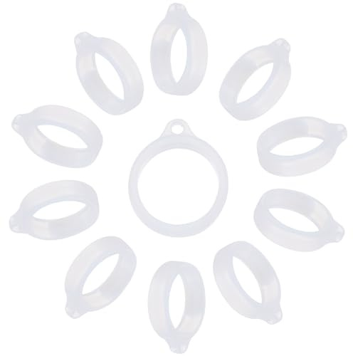 GORGECRAFT 50pcs Anneaux en Caoutchouc de Silicone Transparent Anti-Perte Support de Bande Pendentif en Silicone Étuis Réglables Polyvalents Kit de Transport de Remplacement de Lanière de Collier 20mm