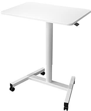 MObyat Holz-Podium,Rednerpult-Podiumsständer, Ständer, mobiler rollender Laptop-Schreibtisch für das Heimbüro, tragbarer Boden mit Rollen/Weiß/Höhe 71/110 cm