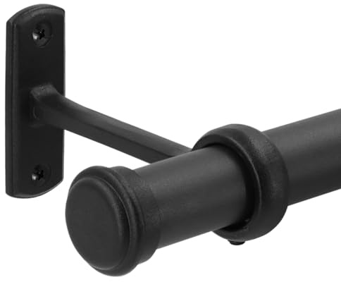 Barra de cortina para ventanas con tapa redonda, 80-150 cm, barra de cortina ajustable resistente para montaje en techo con soportes, barra de cortina colgante para montaje en pared
