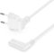 deleyCON 2m Cable de Alimentación con Clavija Euro Plana Acodada - Clavija Euro Acodada 90° a Toma C7 Acodada 90° - para Pequeños Dispositivos - Blanco