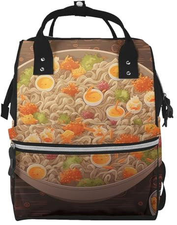 Dwrepo Sac à dos imperméable pour ordinateur portable 15,7 pouces avec imprimé coquetier, nouilles, ramen, sac à dos décontracté pour homme et femme, noir, taille unique, sacs à dos fourre-tout, Noir,