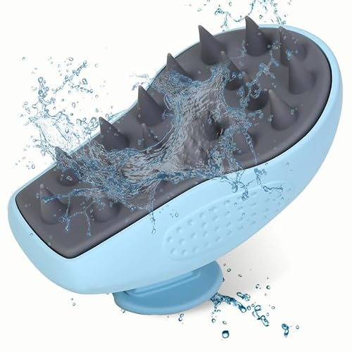 Habib Gruppe kopfhaut massagebürste Shampoo Bürste – Kamm mit weichen Silikonborsten, Kopfmassagebürste für die Haarpflege – Haarbürste zur Förderung des Haarwachstums, Reduzierung von Schuppen (Blau)