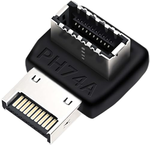 COMeap USB C Motherboard Adapter，USB 3.2 Type E 90 Degree Front Panel Internal Connector Header Converter for Motherboard Black C
