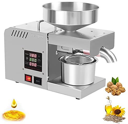 GUHPZA Automatic Hot/Cold Oil Press Machine Stainless Steel Oil Extruder with LCD Display for Oil Peanuts Sesame Sunflower Kernels Nuts Domestic and Commercial